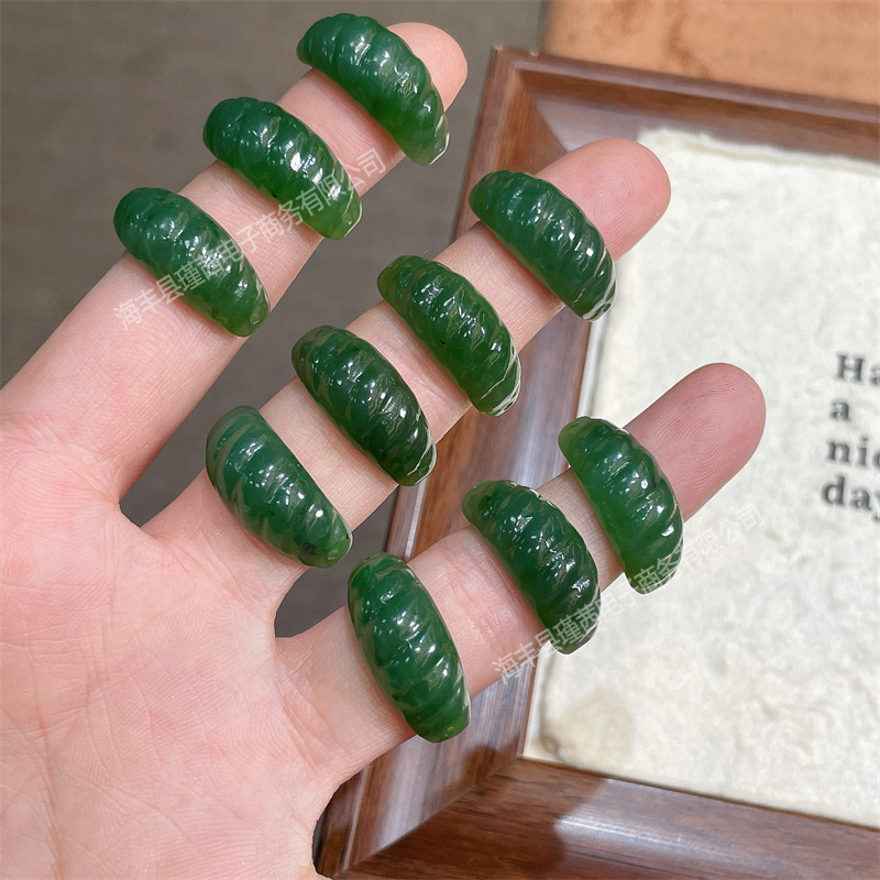 Wholesale natural jasper and Hetian jade horn tube beads, braided cord accessories, necklace and bracelet accessories, jewelry components