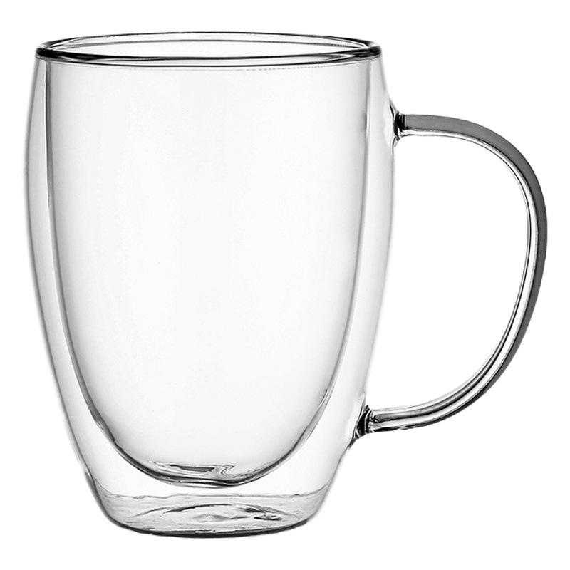 Taza de agua transparente para el hogar con mango taza de café aislada taza de huevo de borosilicato de vidrio de doble capa taza de jugo