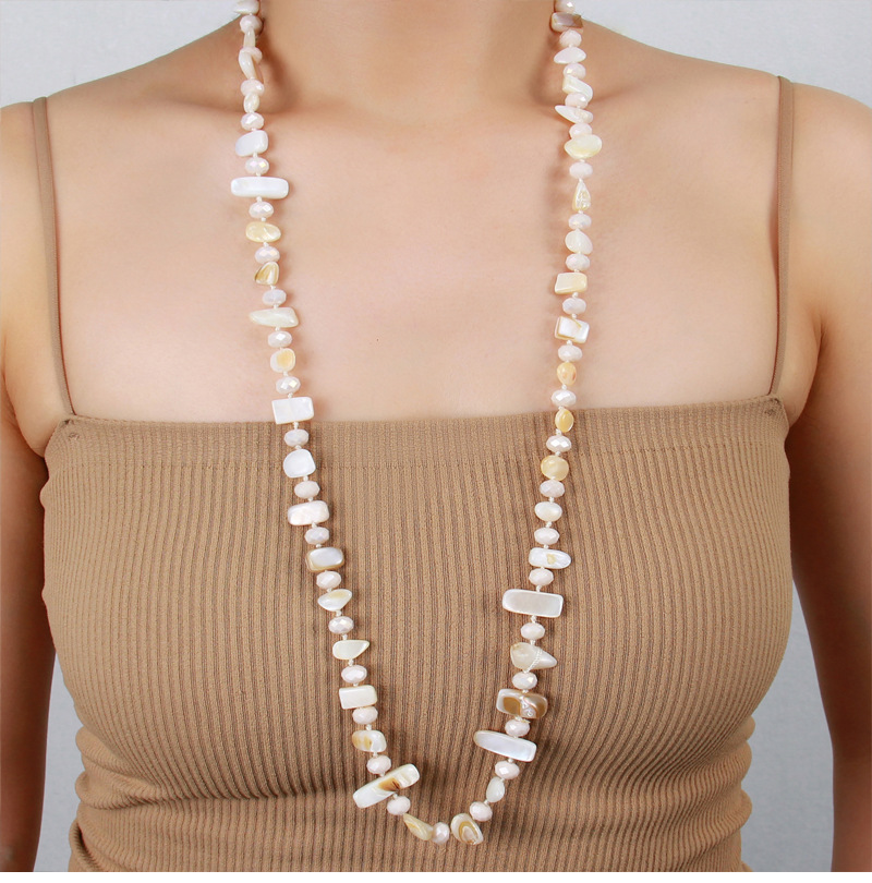 75g Weight Necklace Classification Shell Chain Material Beaded Chain Chain Type 1 Piece Quantity Festival Occasion Shell Material Geometric Pattern Women's Gender Vacation, Simple Style Style Vacation Simple Style Geometric Shell Beaded Chain Beaded Necklaces Wholesale 1