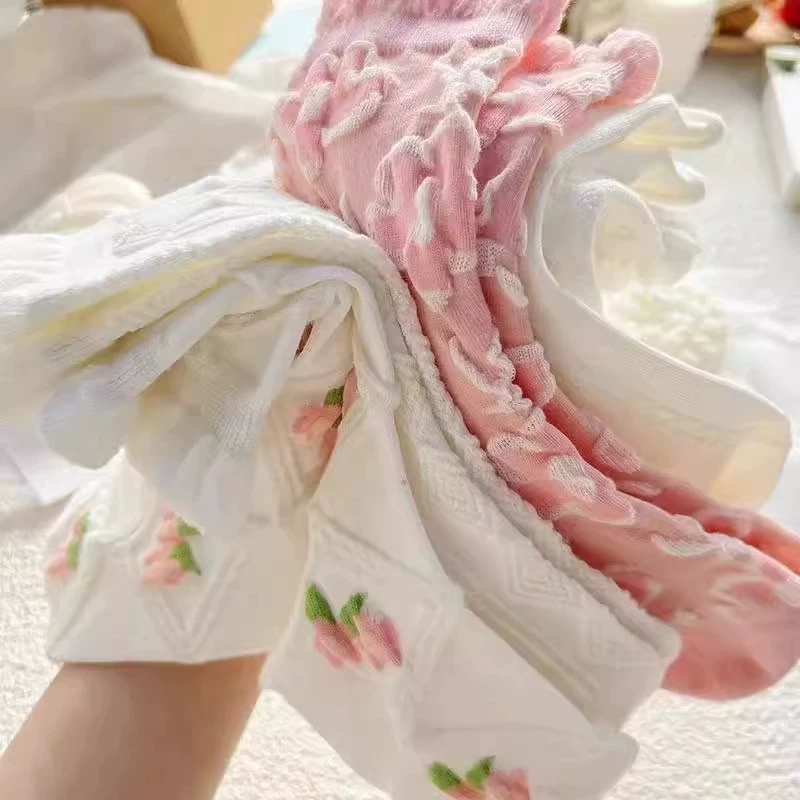 Летние белые колготки до колена, стиль лолита, средняя длина