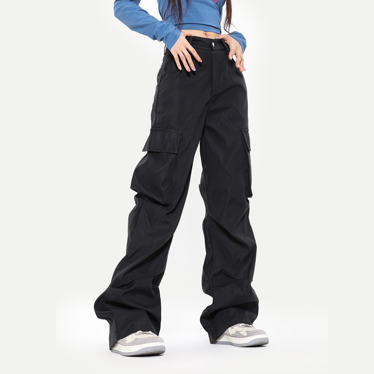 OREETA jeans American overoles funcionales al aire libre plisado paracaídas overoles mujeres moda marca recta paraguas pantalones hombres