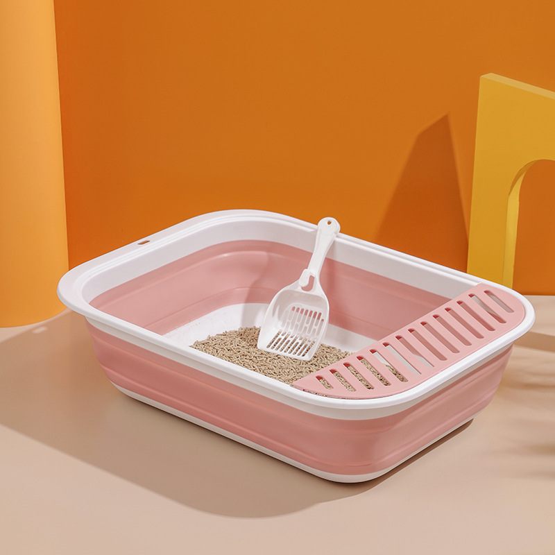 Nuevo tipo de lavabo de arena para gatos semi-cerrado plegable lavabo de arena para gatos super grande anti-salpicaduras de inodoro para gatos productos de limpieza