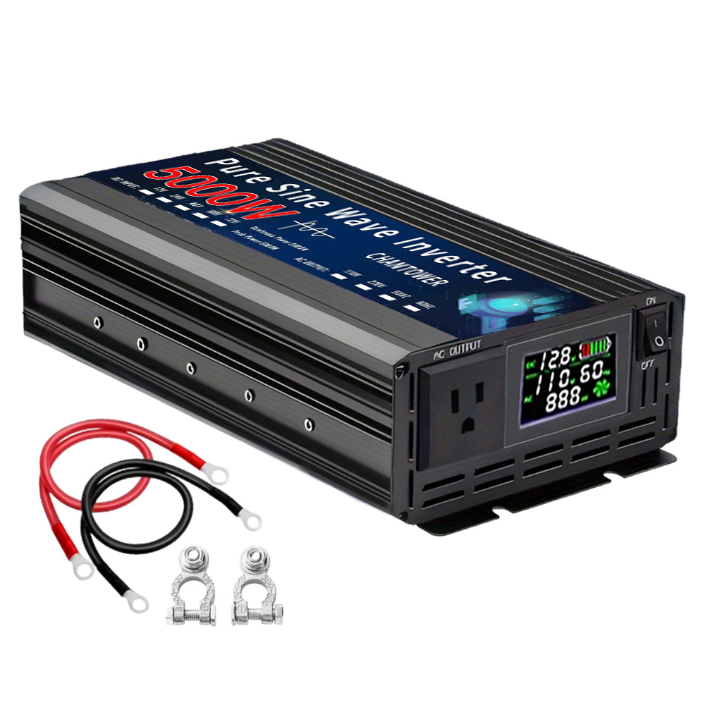 Inversor de Onda Sinusoidal Pura de 4000W/5000W para Automóvil, 12v/24v a 110v/220v, Venta Caliente Transfronteriza de Fábrica