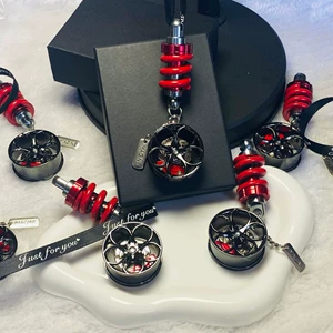 Cross-Border New Car Pendants, Car Interior Accessories, Trendy Metal Modified Wheels, Car Pendants, Rearview Mirror Pendants