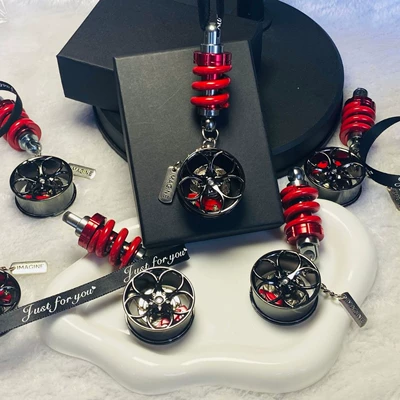 Cross-Border New Car Pendants, Car Interior Accessories, Trendy Metal Modified Wheels, Car Pendants, Rearview Mirror Pendants
