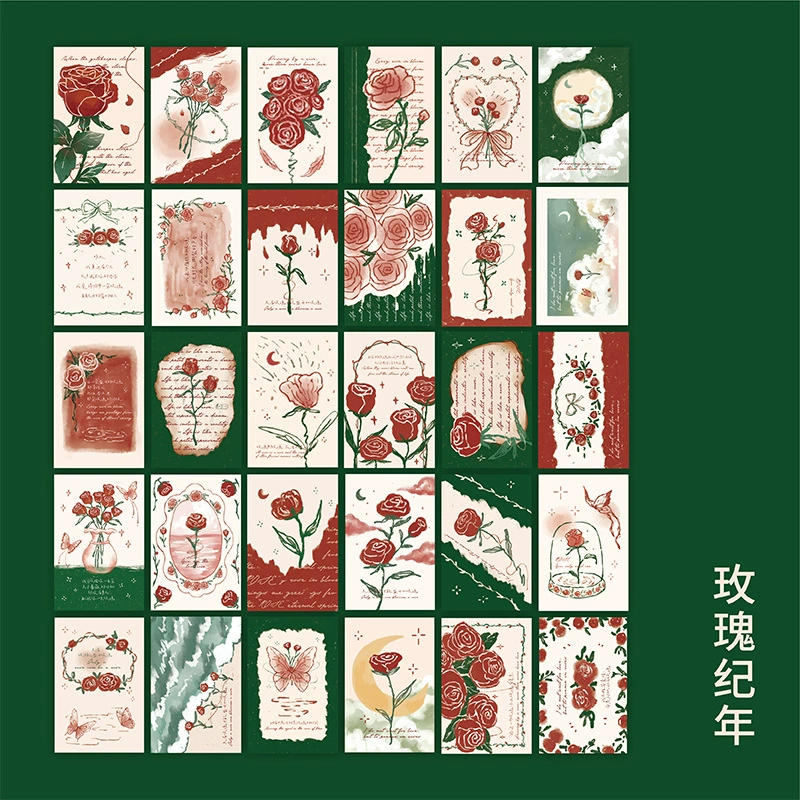 Почтовая открытка-бокс (MR. PAPER) Rose Revelation — 30 ретро иллюстрационных карточек, нарисованных вручную