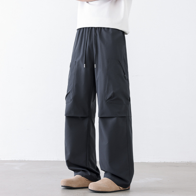Pantalones de trabajo de seda de hielo para hombres de verano delgados secado rápido impermeable rectas pantalones casuales de piernas largas sueltas image 8