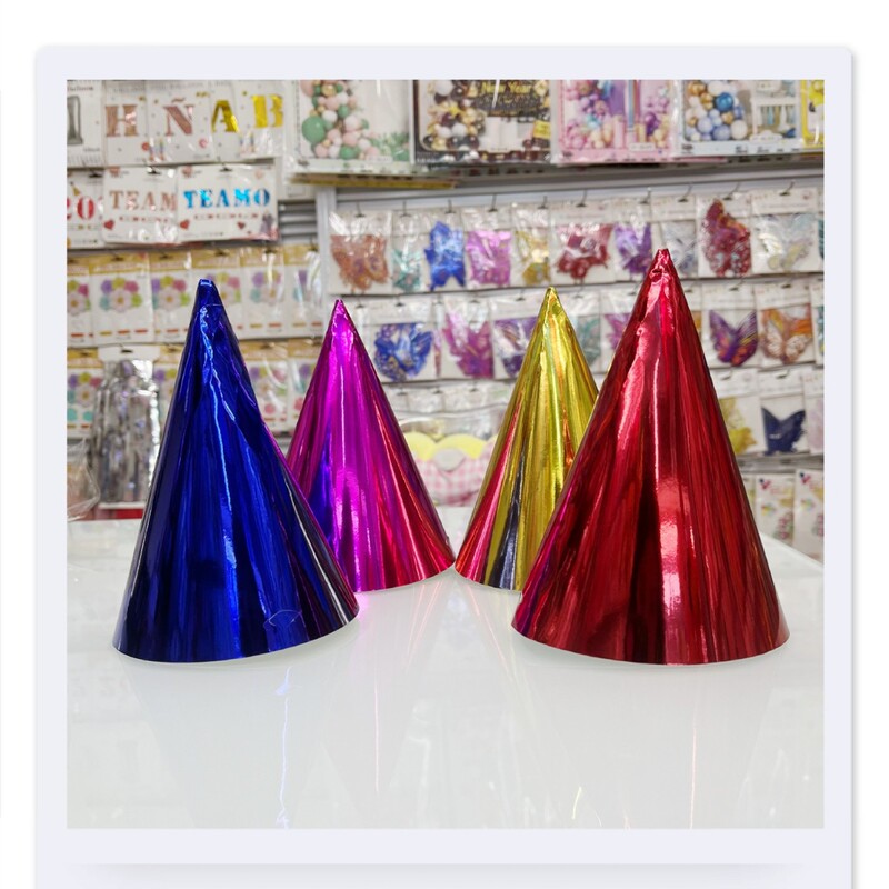 Cross-border aluminum film headdress birthday hat solid color children adult glossed laser decorative paper hat color bright face paper