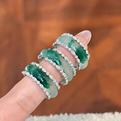 新中式国风仿冰玉髓锆石戒指女小众设计轻奢高级感优雅气质食指戒