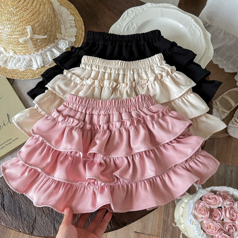 Falda corta de siete niñas de limón salado, falda de tutú estilo ballet rosa, falda de pastel plisada, falda de princesa de moda occidental