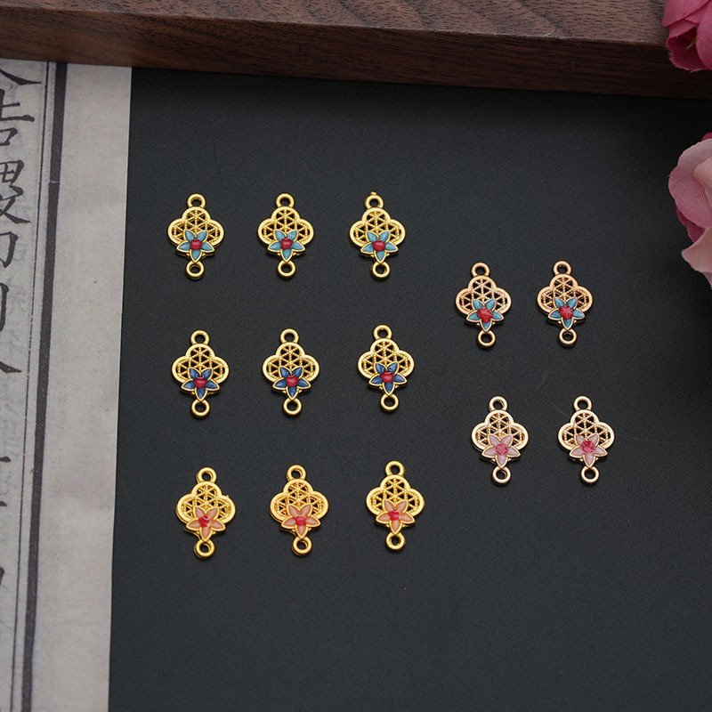 古风合金滴油镶嵌镂空吊坠DIY耳环发饰配件国风手工饰品材料