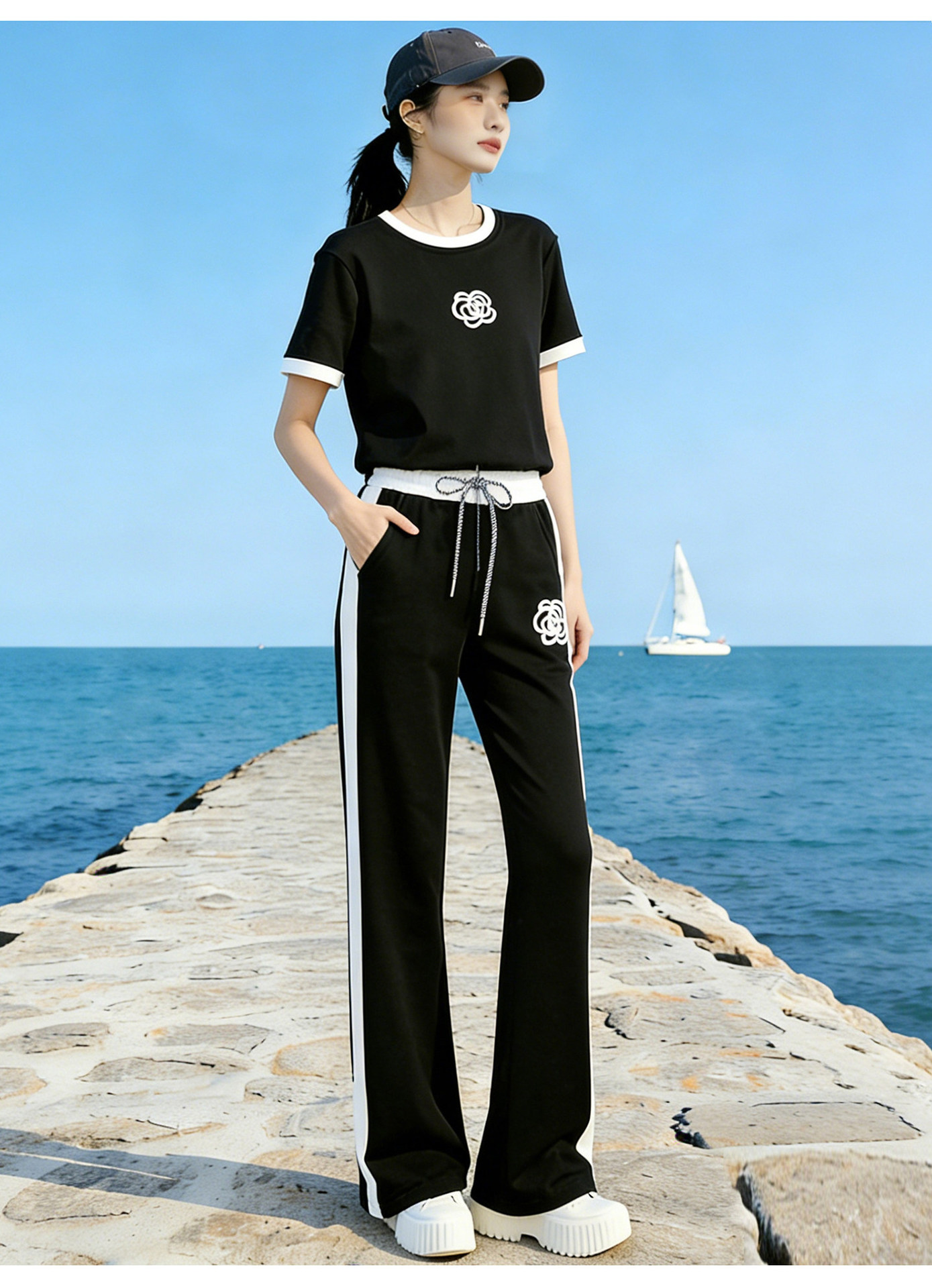 Women's Clothing Camellia Themed Petite Women's Two Piece Set Slimming Sporty Casual Summer Outfit Inspired Sophisticated_ecoleips.com