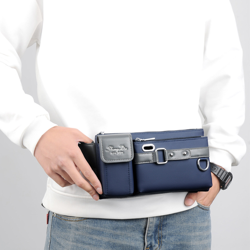 Nueva bolsa de cintura ligera bolsa de pecho casual deportiva para hombres bolsa de teléfono móvil multifuncional bolsa de tela impermeable bolsa de mensajero de gran capacidad moda