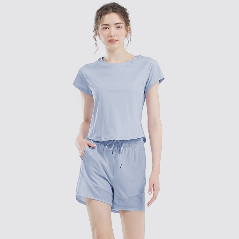 ヨガスーツ半袖レディース夏ゆったり痩身プロスポーツトレーニングトップフィットネス朝ランニング速乾Tシャツ|undefined