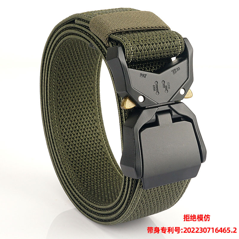 Nuevo cinturón táctico de aleación de aluminio de los hombres de función rápida hebilla de nylon real elástico tejido pantalones de lona cinturón