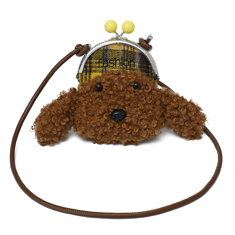 Caricatura lindo peluche cachorro, bolso de hombro para niños y niñas, pequeño mini bebé mochila, otoño y invierno nuevo tipo de bolso infantil