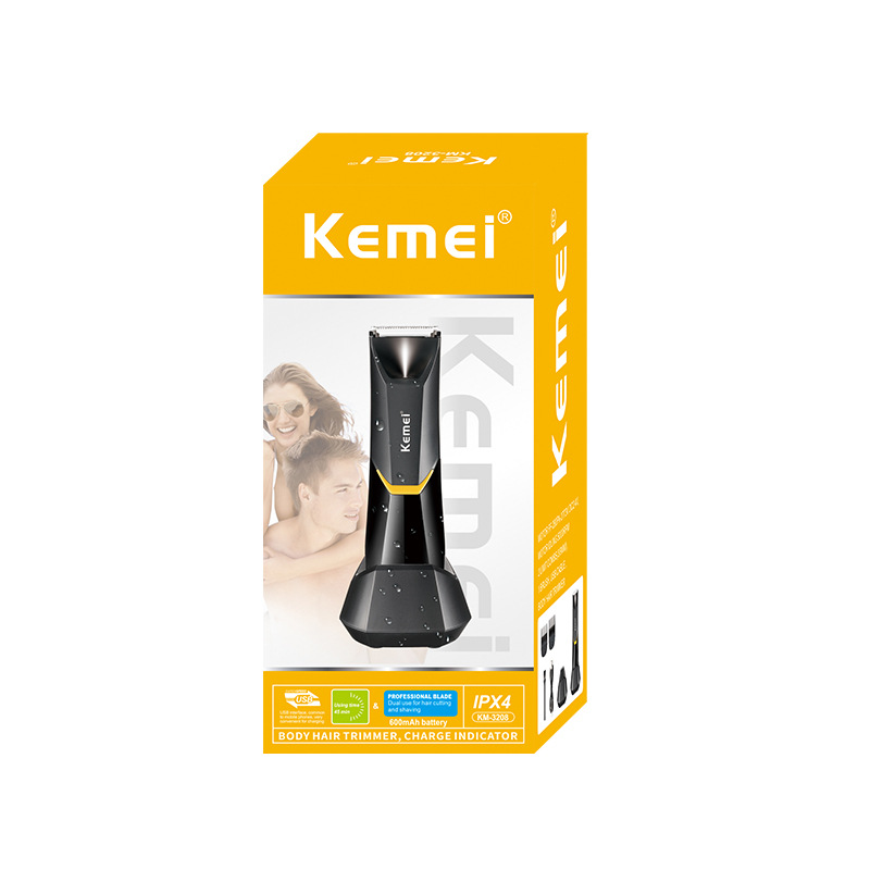 Kemei KM-3208 removedor de pelo de los hombres de todo el cuerpo de afeitar USB lavado de cuerpo completo corte de pelo de la axila parte privada máquina de afeitar image 7