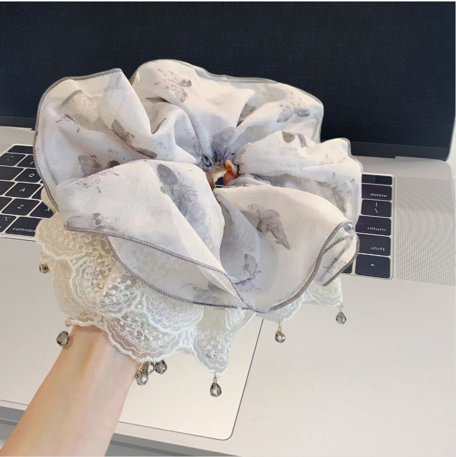 Zachte scrunchie met hoogwaardige franse print rand_voghion.com