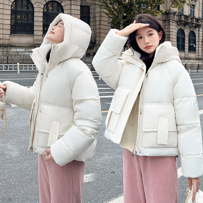 Chaqueta de algodón de pluma de mujer corta ropa de algodón coreana 2024 ropa de invierno nueva chaqueta de algodón suelta pequeña ropa de pan gruesa moda image 7
