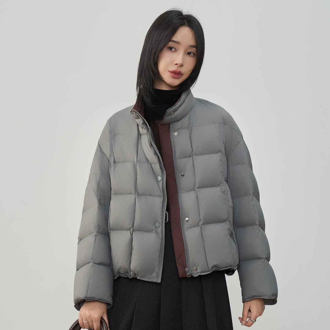 90绒立领羽绒服 显瘦鸭绒锁温外套女2025年冬季短款气质百搭上衣