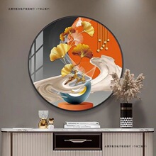 轻奢玄关装饰画招财鹿立体圆形挂画家居餐厅客厅走廊必备艺术品画
