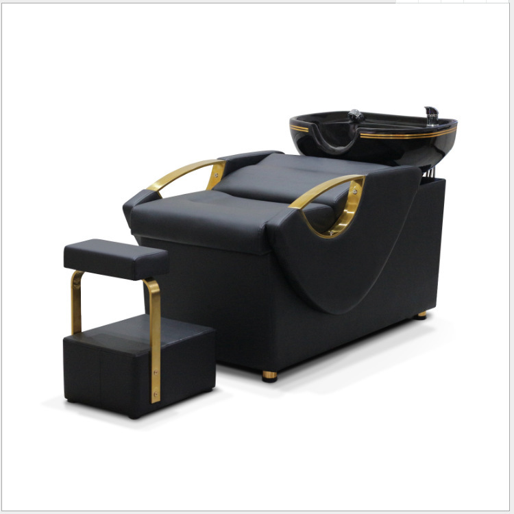 Cama de lavado de cabello para peluquería, silla de lavado de cabello para peluquería, cama de lavado de cabello semirreclinable con lavabo de cerámica, cama de lavado de cabello de cerámica para peluquería.