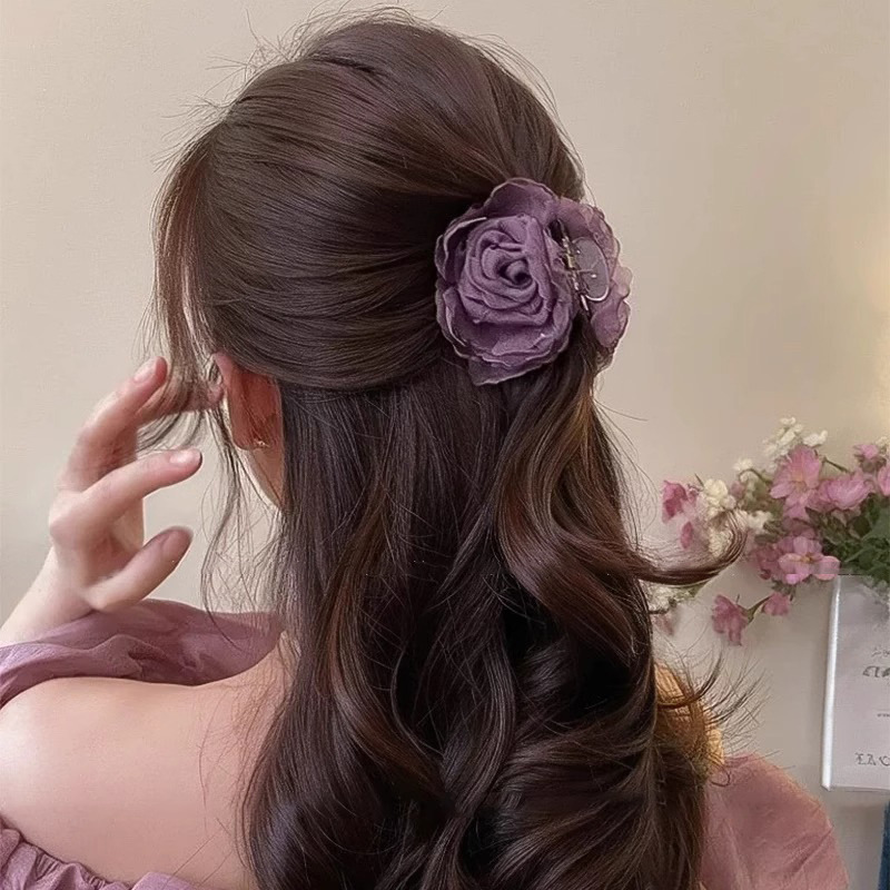 Rosa seca agarrando clips primavera de mujeres de alto nivel cabeza trasera clip de cabello clip de cabello clip de cabello tiburón joyería