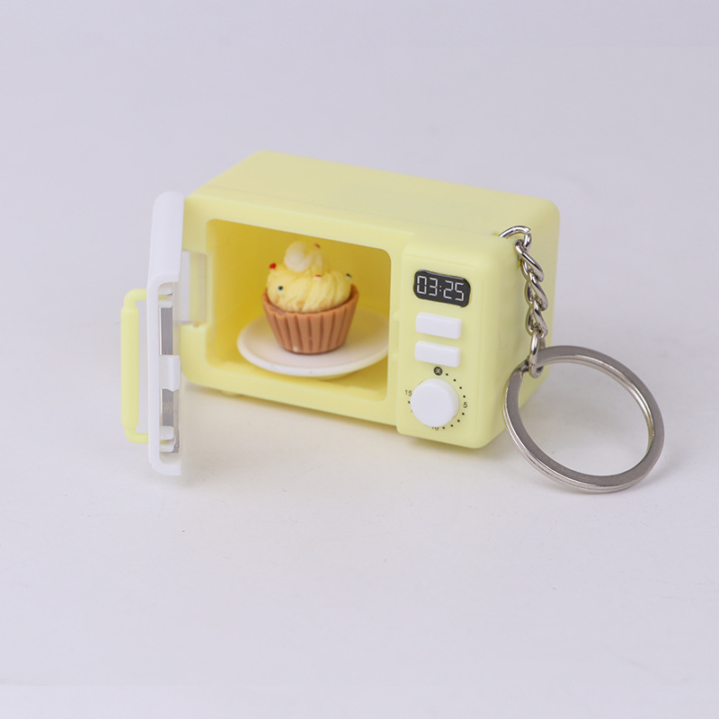 Kalanchi Alloy Luminous Microwave Oven Keychain Cute Night Light Decompression Toy Couple Gift Wholesale