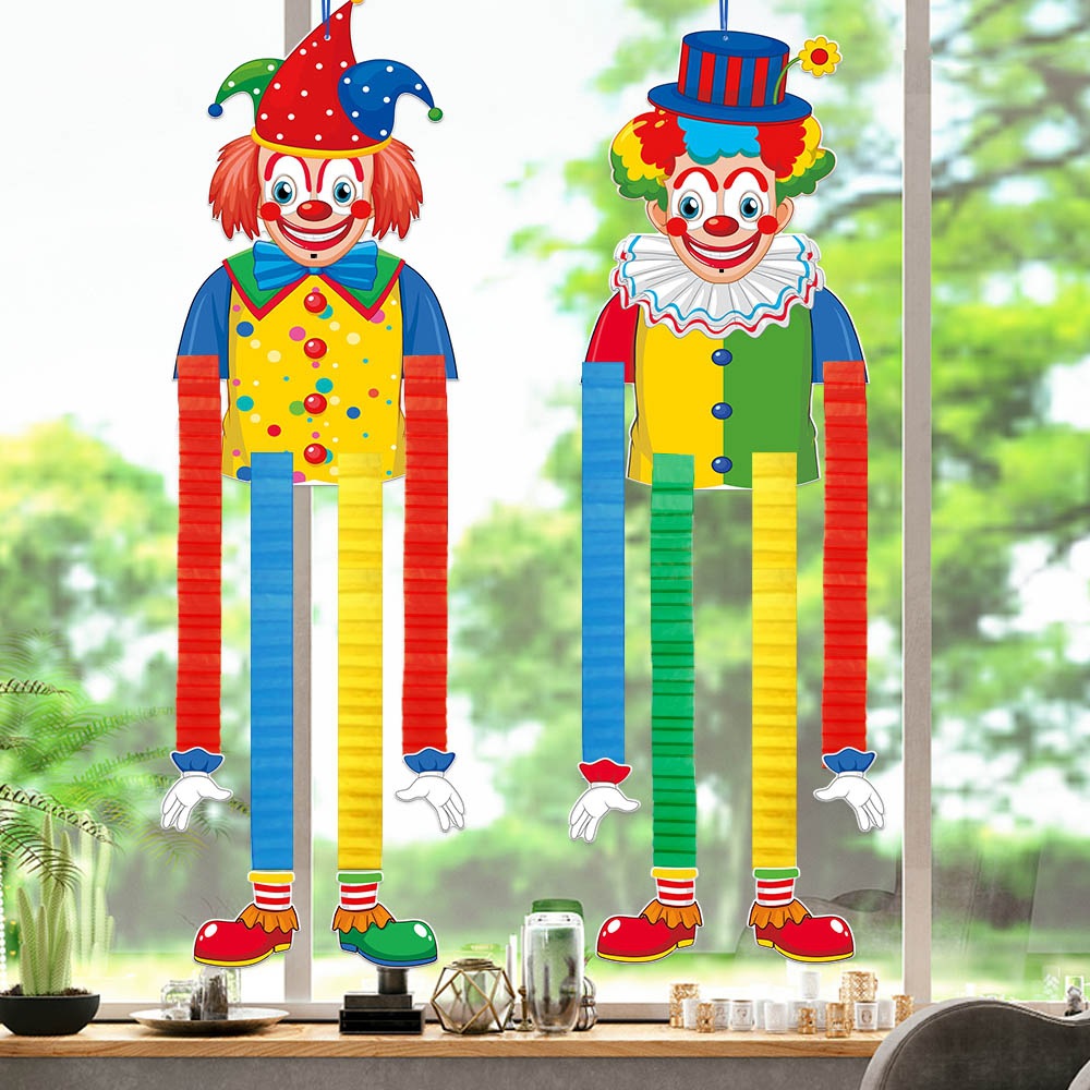 Venta caliente transfronteriza carnaval payaso circo colgante tridimensional carnaval fiesta de cumpleaños colgante telescópico de panal