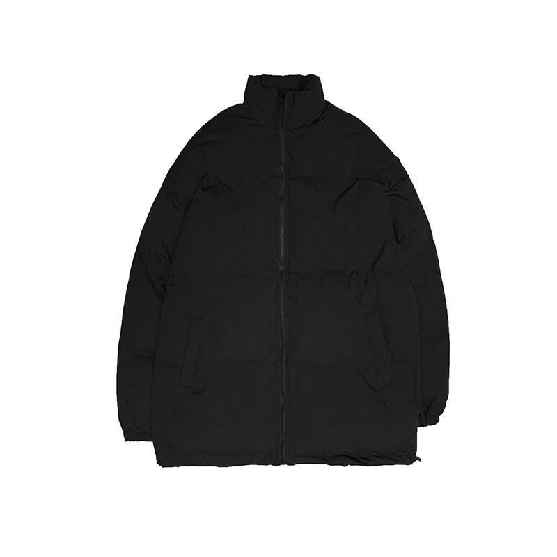 Otoño e invierno collar de pie Abrigo acolchado de algodón hombres y mujeres de moda de la calle de estilo coreano suelta casual estilo perezoso pareja desgaste color sólido pan Abrigo acolchado de algodón