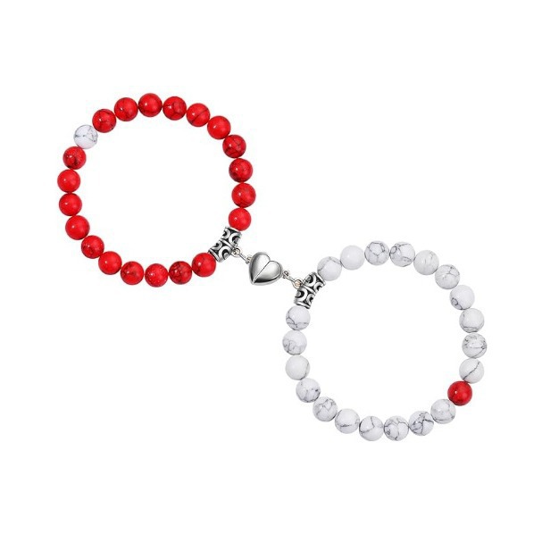 Brazalete de pareja de corazón nicho femenino diseño sensación de absorción de piedra de hierro tendencia brazalete conjunto de joyería transfronteriza