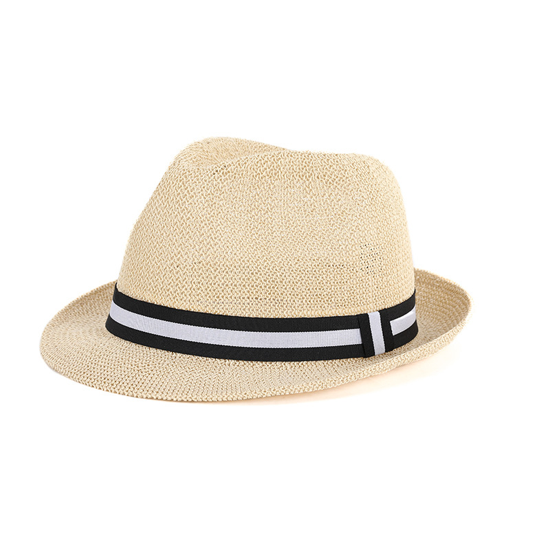 Sombrero verano paja tejido transpirable a prueba de sol estilo coreano pequeño bombín sombrero hombres y mujeres pareja sombrero retro británico a prueba de sol sombrero de jazz