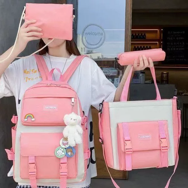 Backpack lightweight, school bag, capacious travel set for traveling, 4 piece set