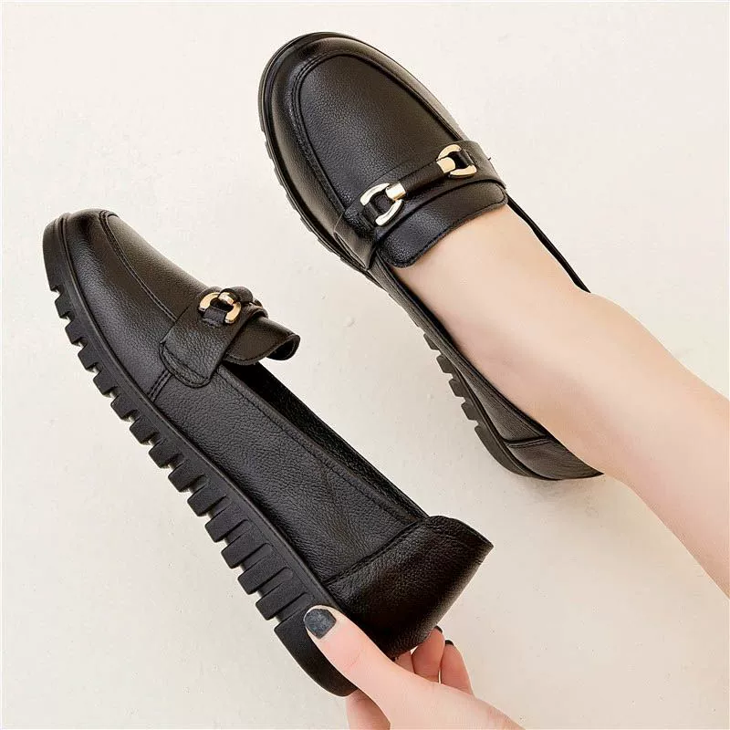 Comfortable shoes for mother for leisure for leather shoes, soft sole, for middle age