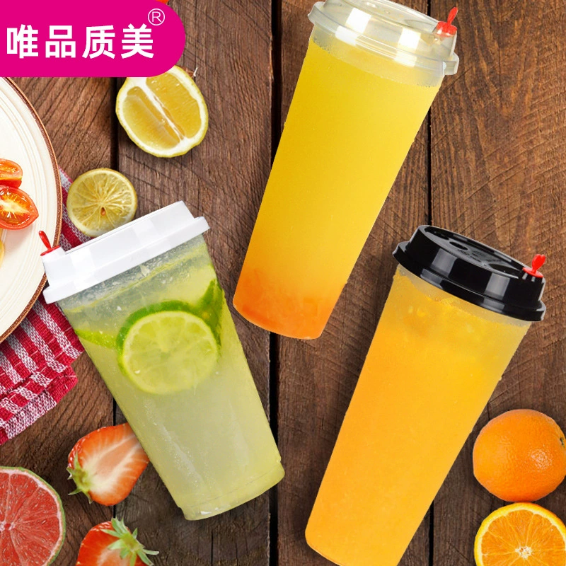 90 Калибр утолщенная прозрачная Одноразовая чашка для чая с молоком пластиковая чашка для напитков упаковка для сока чашка для литья под давлением печать чашек