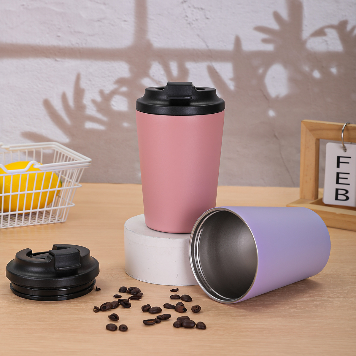 Nuevo taza de café de acero inoxidable al vacío transfronterizo taza de café portátil al aire libre taza aislante de agua de café