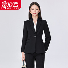 黑色职业装西装套装女公考通勤春秋大学生面试正装西服工作服6529