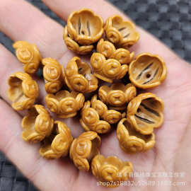 橄榄核铜钱金饭碗散珠黄色木头手链项链饰品配件手工珠子批发