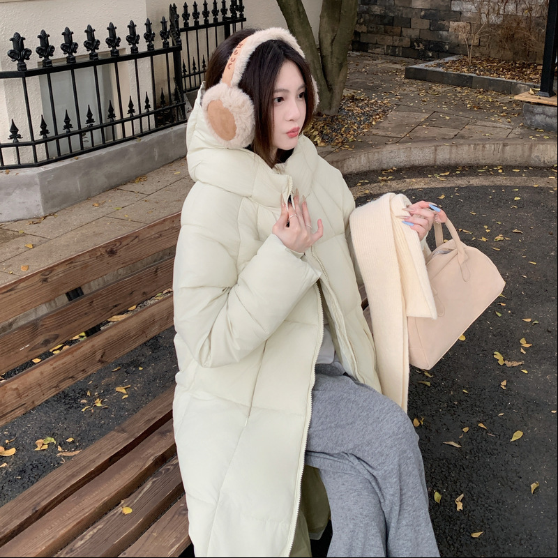外贸中长款羽绒棉服女2025新款流行连帽过膝加厚冬季棉袄棉衣外套|undefined