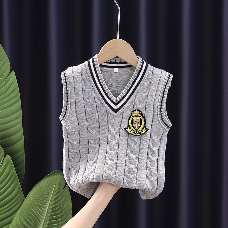 JINYONG/Jin Yong Xiong [entrega de una pieza] Chaleco de punto con cuello en V para niños nuevo estilo coreano ropa para niños estudiante