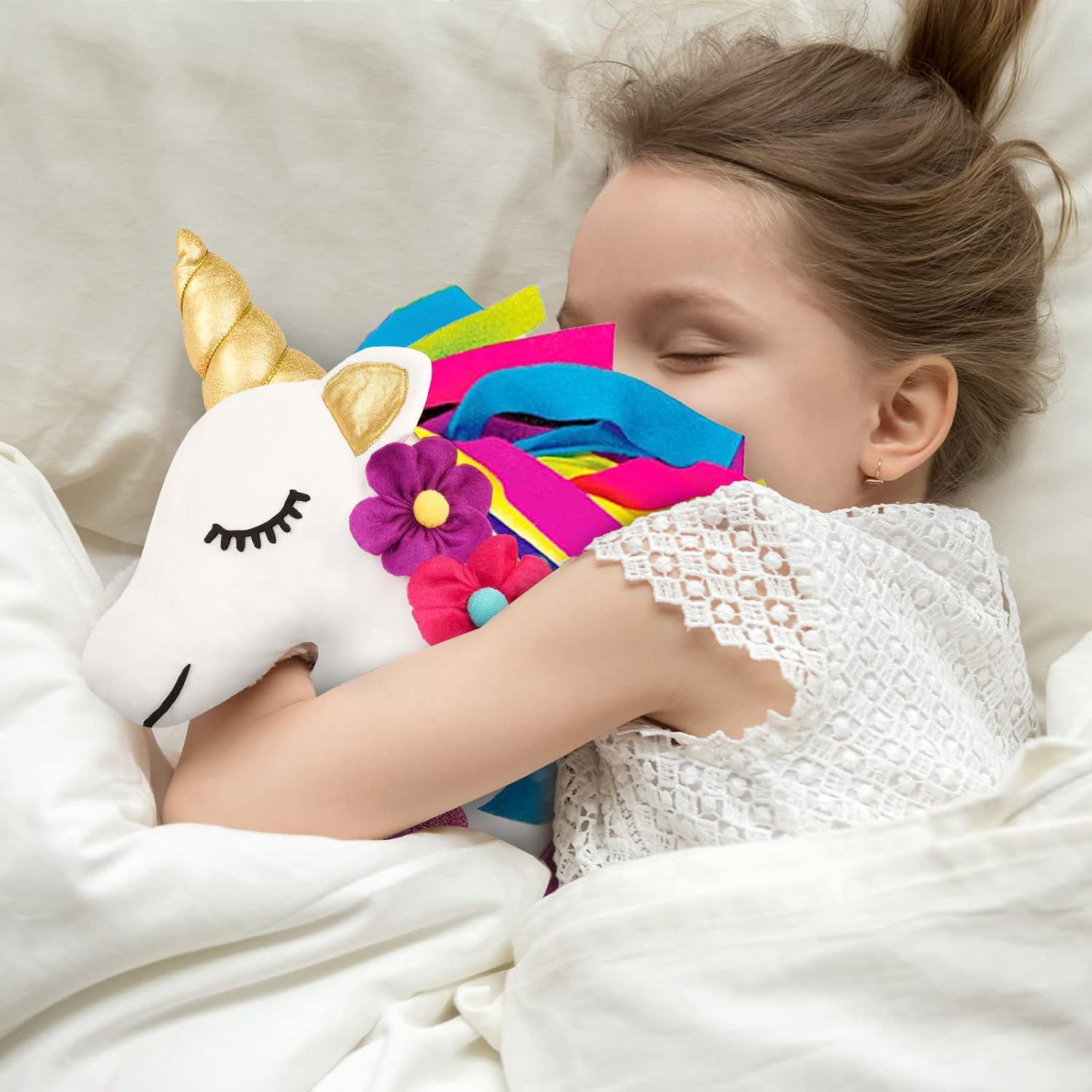 Transfronterizo nuevo DIY unicornio almohada artesanía traje de felpa unicornio dormitorio almohada decorativa regalo