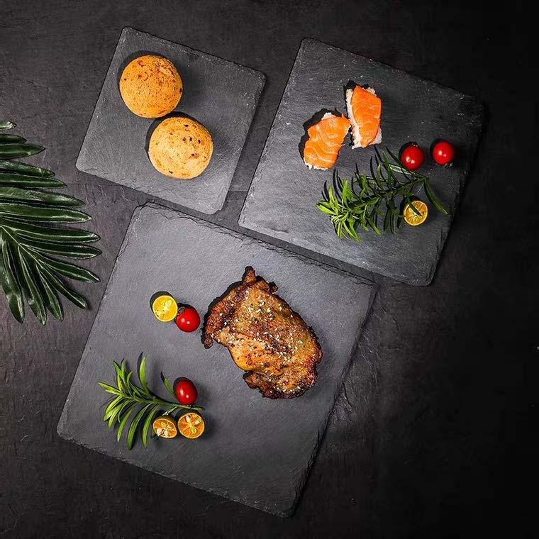 Placa de pizarra de queso japonés y coreano placa plana placa occidental cocina japonesa piedra swing placa fruta postre bandeja de carne