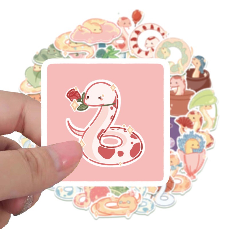 50 piezas serpiente pegatinas de dibujos animados graffiti pegatinas decorativas equipaje portátil refrigerador monopatín pegatinas impermeables al por mayor