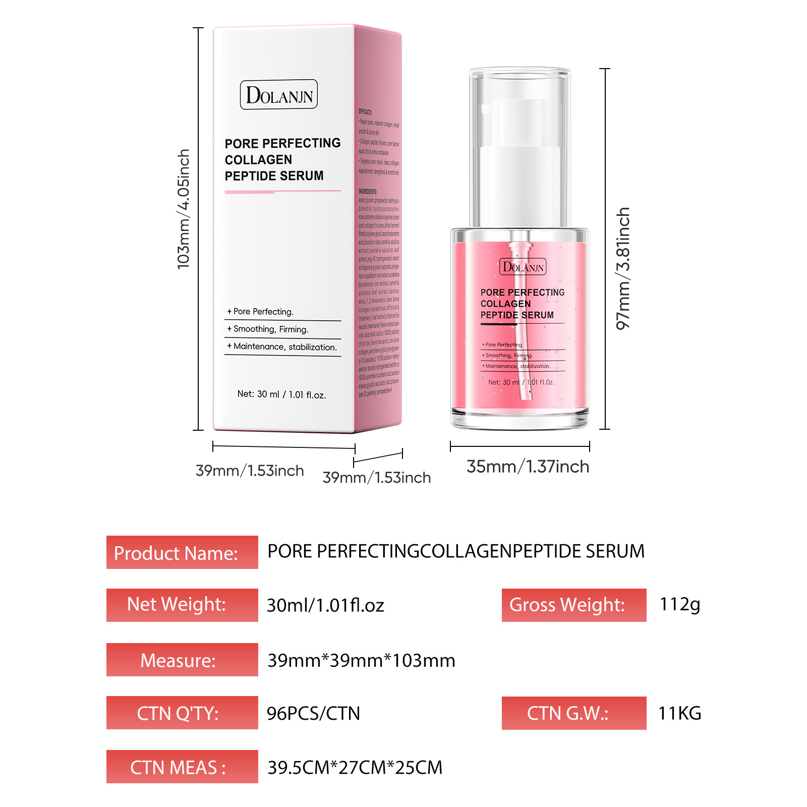 Revitalizing collagen, serum, shrinks pores, 30 ml