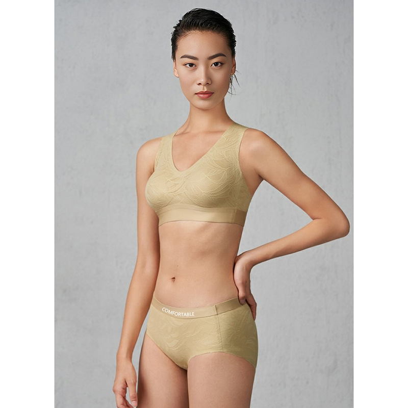 Special Offer Cotton-Crotch Comfortable Lingerie Set, Sexy V-Neck Lace Beauty Back Removable Cup Bra and Briefs