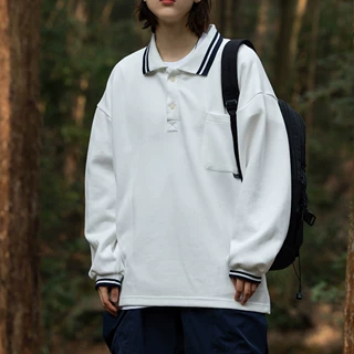 日系cityboy藏青色卫衣男女ins潮牌春秋季polo衫长袖美式复古外套