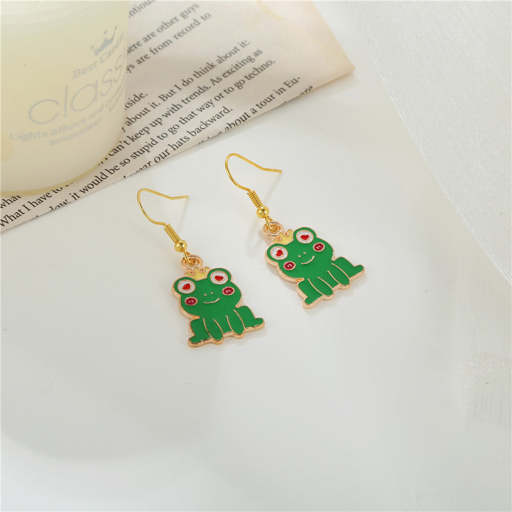 Korean Version Of The Small Dinosaur Bear Frog Alloy Oil Drip Diy Earrings  Cartoon Animal Earrings display picture 7