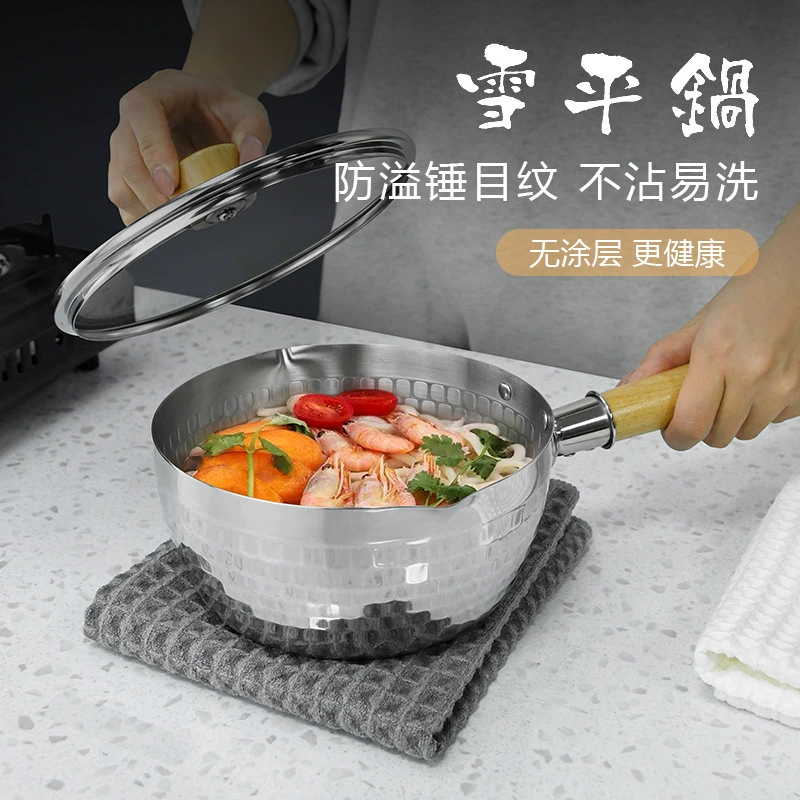 Оптовая продажа из нержавеющей стали снежный горшок японский стиль деревянная ручка детское домашнее дополнительное питание