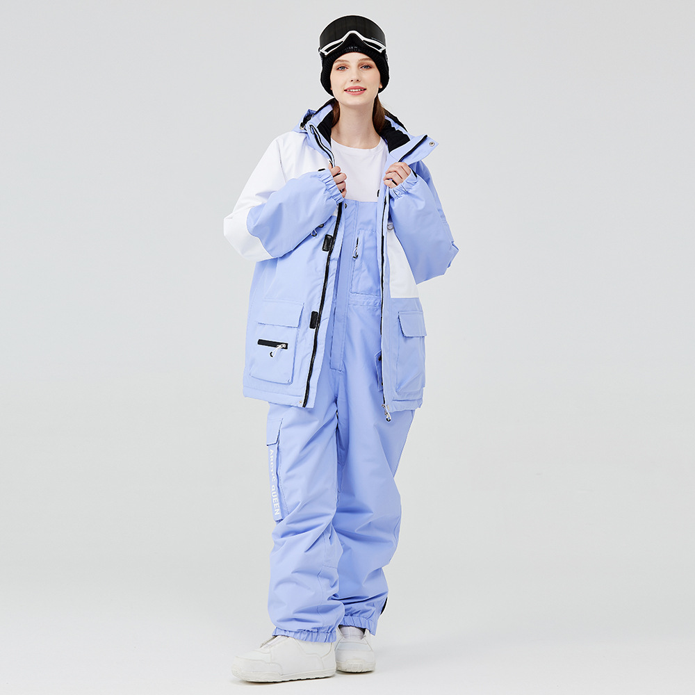 New men's and women's ski suit sets, winter couple style, outdoor warm ski clothing and pants, snowboard and ski suits