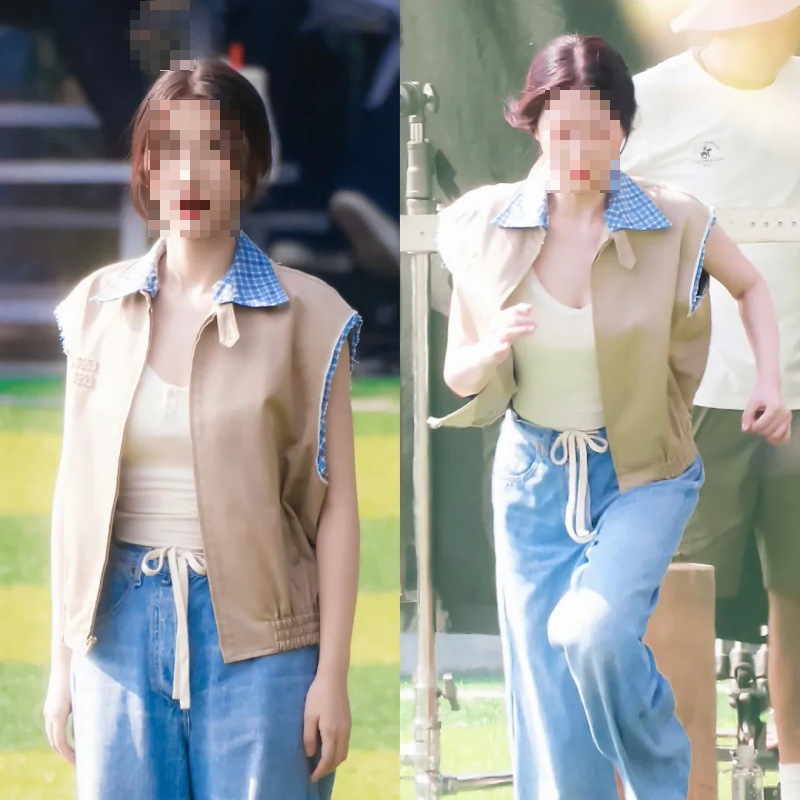Shining like stars, the same style as worn by Yu Shuxin and Lin Wanxing, vintage loose casual vest jacket for women